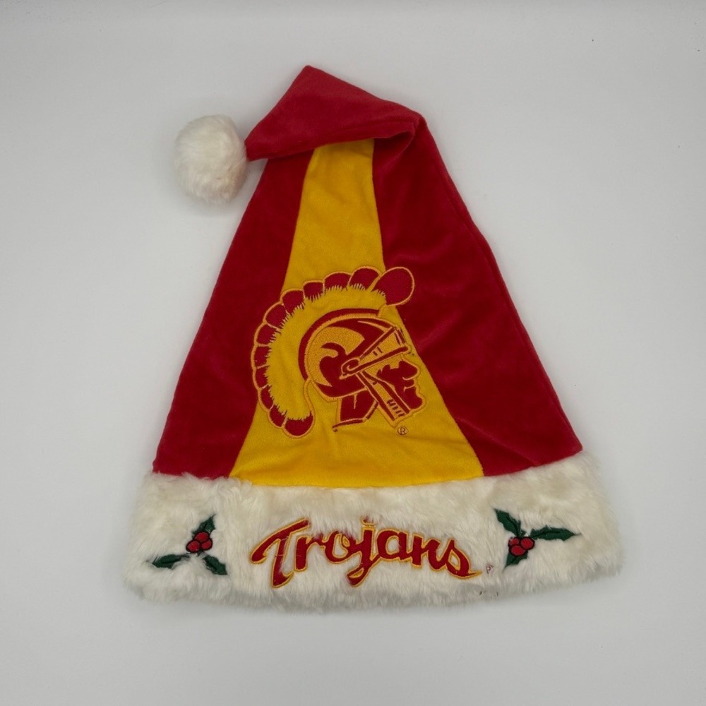 USC Trojans Santa Hat Unisex OS Red Gold Excellent NCAA Collegiate Holiday Hat